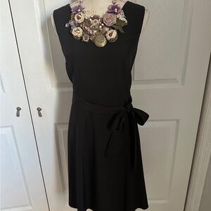 Calvin Klein Black Midi Dress with Bow Detail